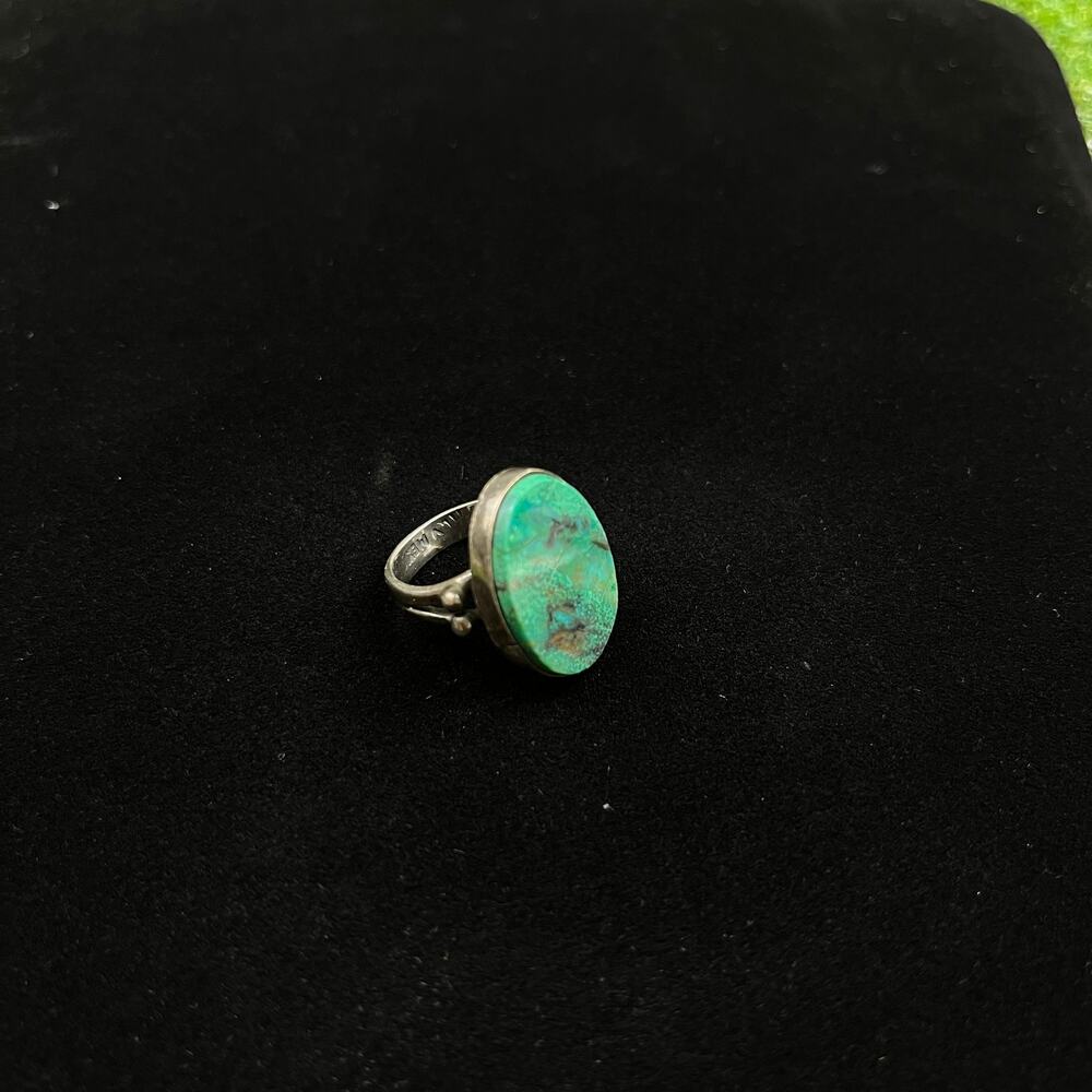 Sterling Silver 925 Turquoise Fairy Western Oval Statement Ring Thailand
